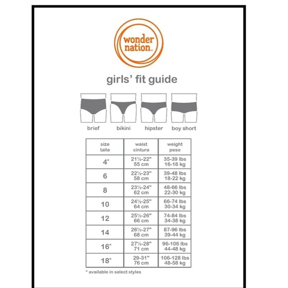 Wonder Nation Girls Brief Underwear, 10-Pack, Size 16 , - Picture 2 of 6